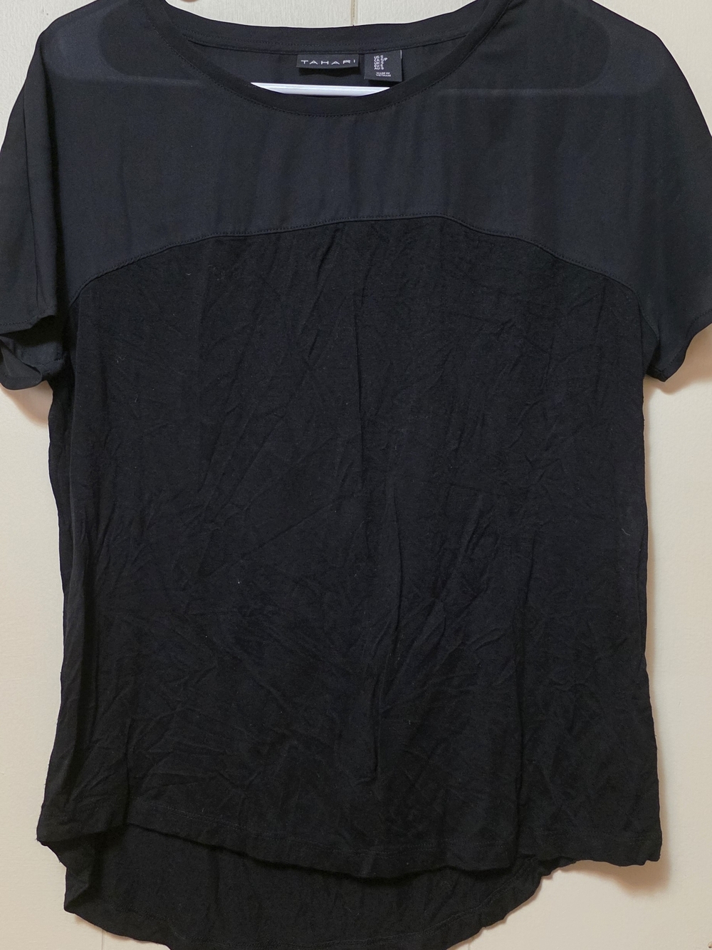 Tahari Black Short-Sleeve Women's Crew Neck Shirt